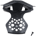 Alpinestars Supertech M10/M8 Helmet Chin Vent Frame, ricambio nero con logo a stella, struttura in plastica testurizzata con fori di ventilazione, include vite di montaggio