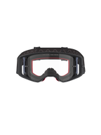 Alpinestars Supertech Corp Goggles, occhiali da motocross, nero e grigio con lente trasparente, vista frontale con imbottitura interna in spugna rossa e ampia fascia nera regolabile, occhiali off-road ad alte prestazioni