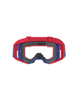 Alpinestars Supertech Corp Goggles, maschere da motocross, rosso e blu con lente trasparente, montatura esterna rossa e montatura interna blu, fascia rossa con motivo in silicone ondulato, occhiali ad alte prestazioni per gare fuoristrada