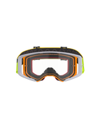 Alpinestars Supertech Corp Goggles, occhiali da motocross, montatura giallo fluo e bianca con lente trasparente, accenti grigi, fascia nera regolabile con logo giallo e grip interno in silicone, occhiali ad alte prestazioni per gare fuoristrada.