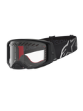 Alpinestars maschere Supertech Dura Air Fluid, maschere da motocross da uomo, nero e argento, lente trasparente e ampia fascia elastica con logo