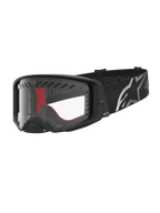 Alpinestars maschere Supertech Dura Air Fluid, maschere da motocross da uomo, nero e argento, lente trasparente e ampia fascia elastica con logo