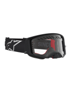 Alpinestars Maschere Supertech Dura Air Fluid, maschere da motocross racing, nere e argento, lente in policarbonato trasparente per off-road