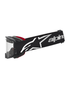 Alpinestars maschere Supertech Dura Air Fluid, maschere motocross off-road, nero e rosso, lente trasparente e logo bianco.
