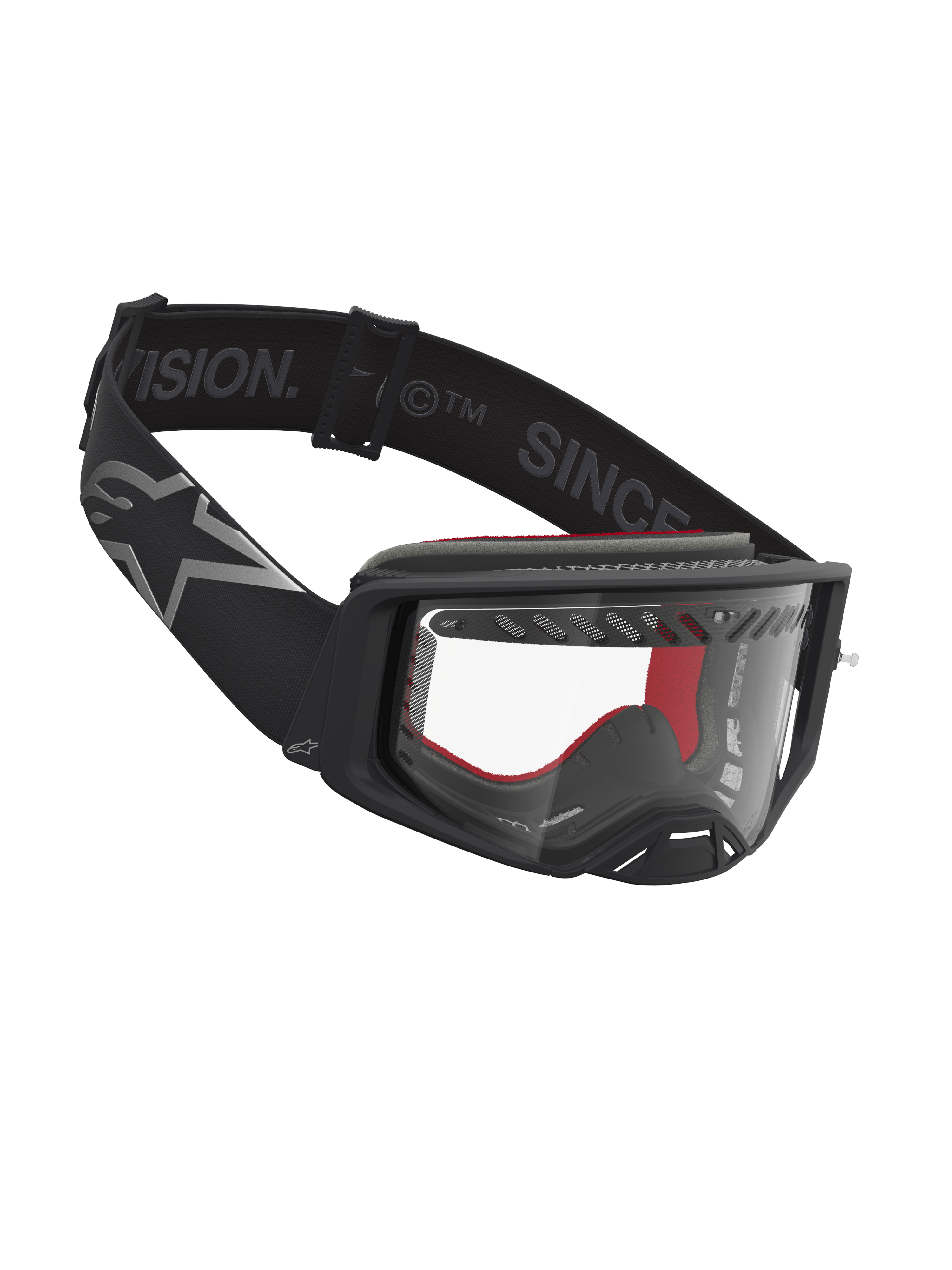 Alpinestars Maschere Supertech Dura Air Fluid, maschere motocross nero e argento con lente in policarbonato trasparente.