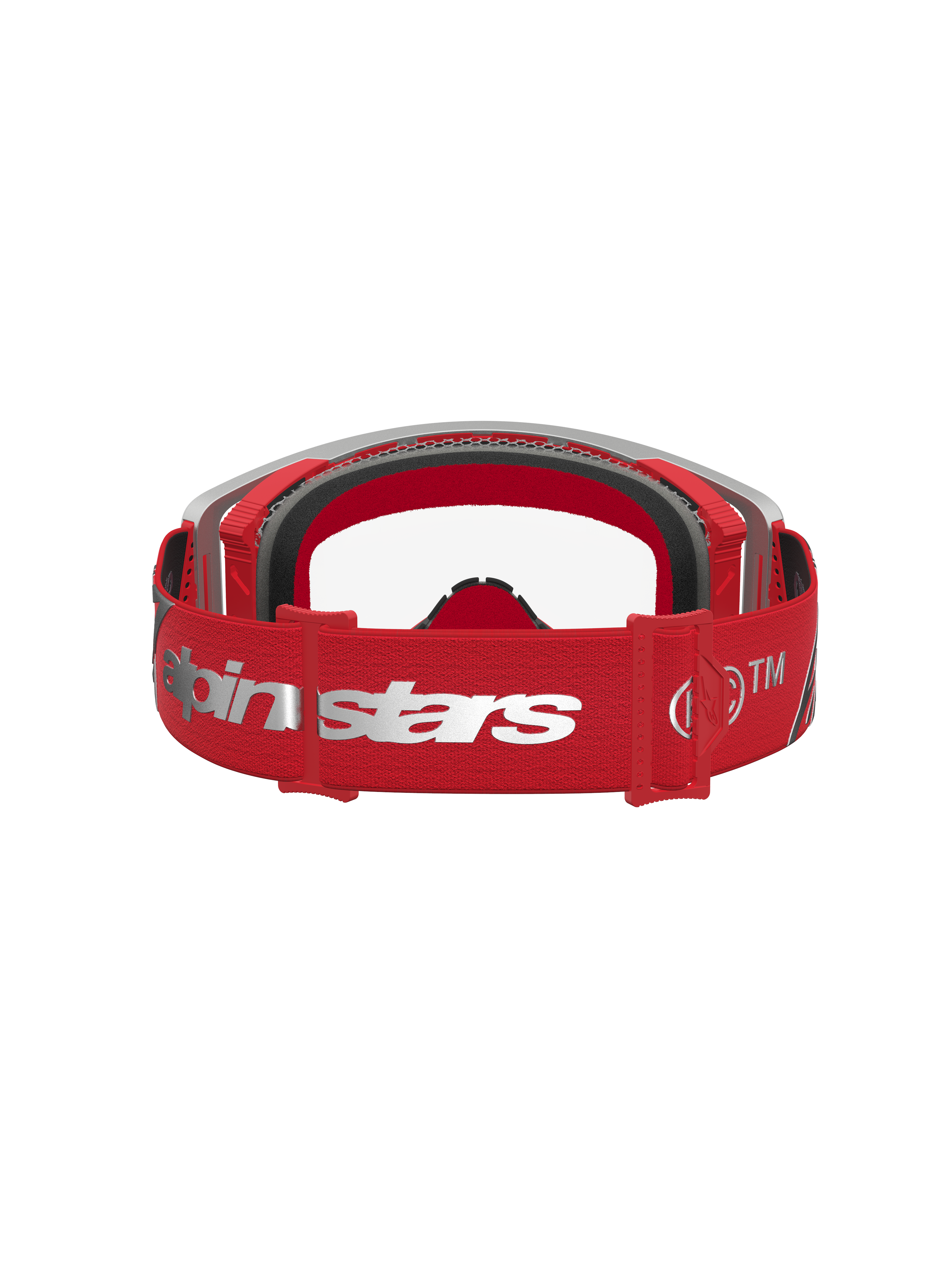 Alpinestars Maschere Supertech Dura Air Fluid, maschere motocross e off-road, rosso e argento, cinturino regolabile con logo Alpinestars e imbottitura in schiuma.