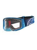Alpinestars Maschere Supertech Dura Air Fluid, maschere da motocross, blu e argento, lente trasparente, per fuoristrada.