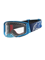 Alpinestars Maschere Supertech Dura Air Fluid, maschere da motocross, blu e argento, lente trasparente, per fuoristrada.