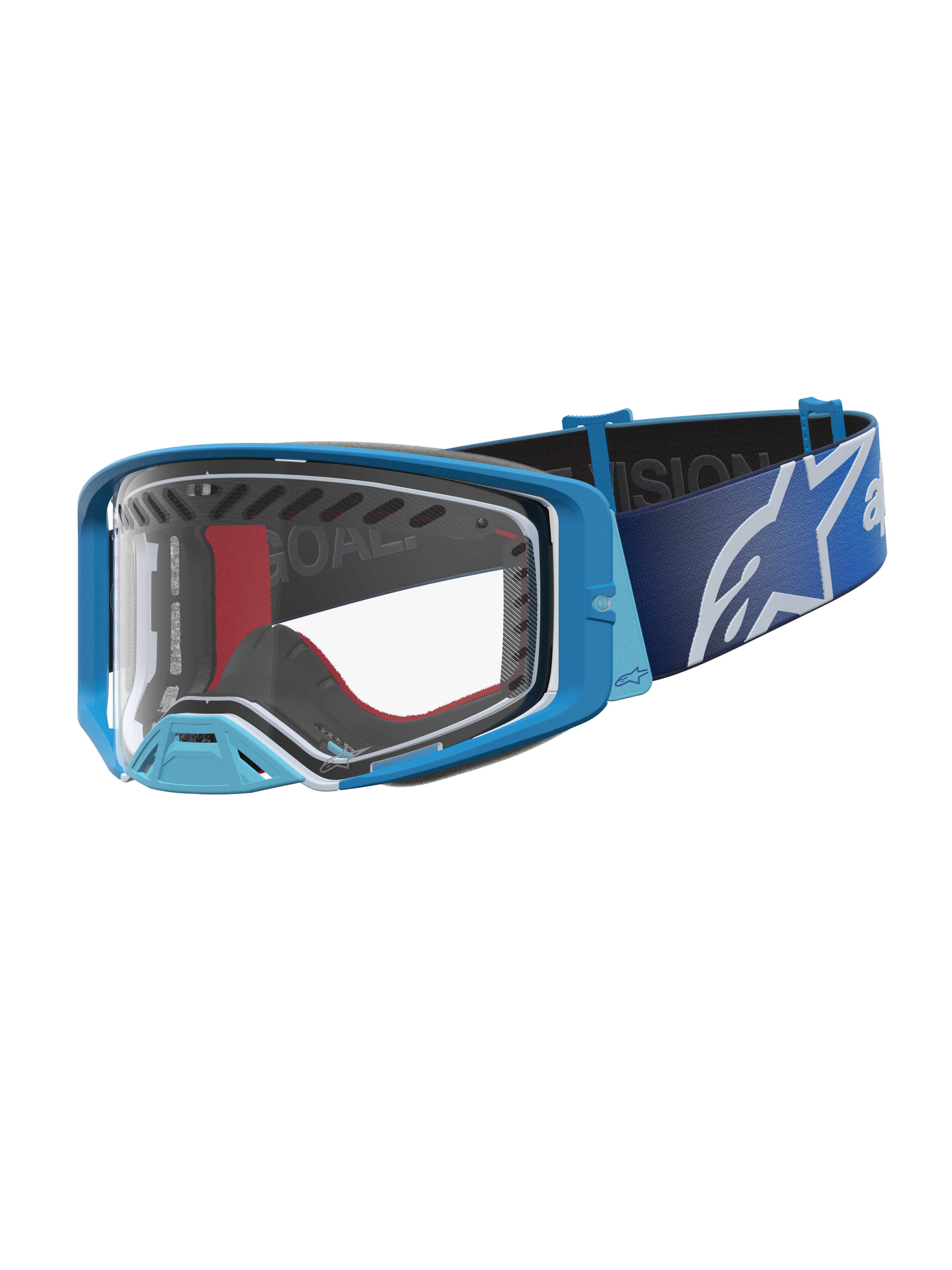 Alpinestars Maschere Supertech Dura Air Fluid, maschere da motocross, blu e argento, lente trasparente, per fuoristrada.