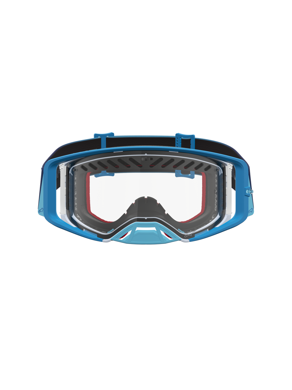 Alpinestars Maschere Supertech Dura Air Fluid, maschere motocross blu sfumato e grigio con lente trasparente di alta qualità.