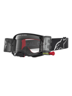 Alpinestars Maschere Supertech Firma Roll Off, maschere da motocross nere e argento, lente trasparente e sistema Roll Off.