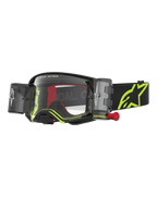 Alpinestars Maschere Supertech Firma Roll Off, maschere da motocross nero e giallo fluo, lente trasparente e sistema roll-off.