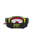 Alpinestars Maschere Supertech Firma Roll Off, maschere da motocross nere e giallo fluo con ampia fascia elastica logata.