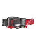 Alpinestars Maschere Supertech Firma Roll Off, per motocross, rosso e argento, con lenti trasparenti e sistema roll-off.