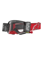 Alpinestars Maschere Supertech Firma Roll Off, per motocross, rosso e argento, con lenti trasparenti e sistema roll-off.