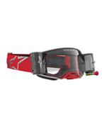 Alpinestars maschere Supertech Firma Roll Off, maschere da motocross e fuoristrada, uomo, rosso e argento, sistema Roll Off integrato, lenti trasparenti, cinturino con logo Alpinestars.