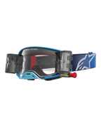 Alpinestars Maschere Supertech Firma Roll Off, maschere da motocross blu con lente trasparente e sistema roll-off integrato.