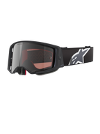 Alpinestars Supertech Corp Goggles Absolute Vision, occhiali da motocross, nero e grigio con lente Mirror Silver, montatura angolare, cinturino nero regolabile con prominente logo a stella bianco e imbottitura facciale multistrato per prestazioni off-road
