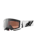 Alpinestars Supertech Corp Goggles Absolute Vision, maschera da motocross, montatura bianca con lente a specchio argento, ampia fascia bianca regolabile con grande logo a stella Alpinestars nero, protezione oculare ad alte prestazioni per corse fuoristrada