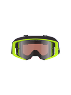 Alpinestars Supertech Vision Corp Goggles, maschere da motocross, montatura giallo fluo con fascia viola, lente specchiata argento con scritta 'ONE GOAL. ONE VISION.', protezione oculare ad alte prestazioni per gare fuoristrada