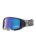 Alpinestars Maschere Supertech Atrox, maschere da motocross, montatura nera, lenti a specchio blu, per corse fuoristrada.