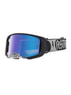 Alpinestars Maschere Supertech Atrox, maschere da motocross, montatura nera, lenti a specchio blu, per corse fuoristrada.