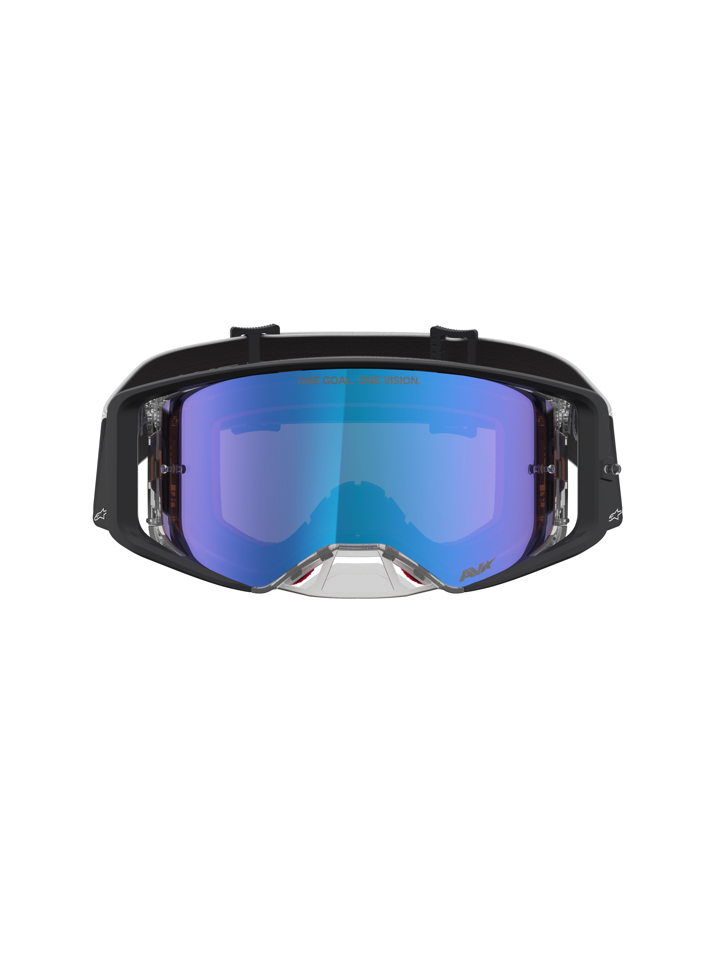 Alpinestars Maschere Supertech Atrox, maschere da motocross racing, montatura nera e lente in policarbonato a specchio blu, protezione anti-appannamento