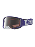 Alpinestars Maschere Supertech Atrox, maschere da motocross racing, blu scuro e bianche, lente argento a specchio, off-road