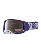 Alpinestars Maschere Supertech Atrox, maschere da motocross racing, blu scuro e bianche, lente argento a specchio, off-road