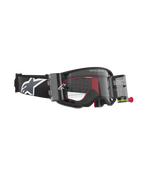 Alpinestars Supertech Corp Goggles Roll Off, maschera da motocross, nero e grigio, con sistema Wide Vision Roll-Off e contenitori trasparenti, lente trasparente con linee di scorrimento in silicone e ampia fascia nera con logo Astars bianco, progettata per il motocross professionale e l'off-road