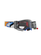 Alpinestars Maschere Supertech Corp Roll Off, colorazione blu e arancione, lente trasparente stampata a iniezione con sistema Wide Vision Roll-Off, linee di scorrimento in silicone ondulate, cinturino elastico regolabile con logo Alpinestars, occhiali da motocross ad alte prestazioni