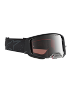 Alpinestars maschere Supertech Cloak, occhiali motocross neri con lente argento a specchio per racing fuoristrada.