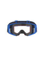 Alpinestars Supertech Stream Goggles, occhiali da motocross e off-road, blu con lente trasparente, montatura blu, imbottitura in schiuma rossa e fascia regolabile nera con grip interno in silicone, scritta 'ONE GOAL. ONE VISION.' sulla lente, occhiali protettivi ad alte prestazioni per le gare