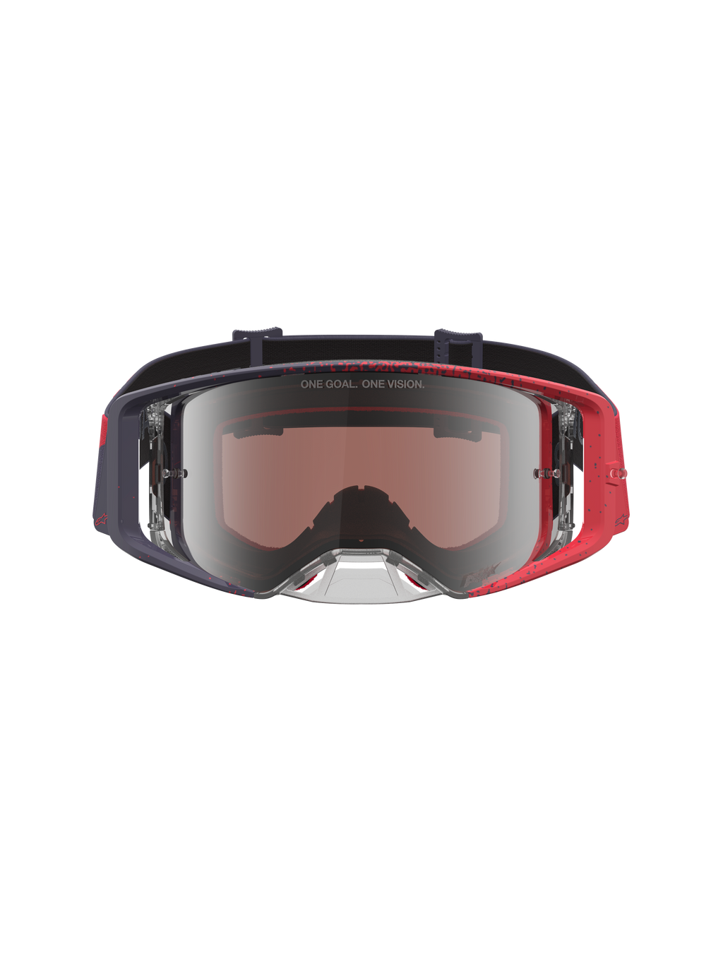 Alpinestars Maschere Supertech Hiten, maschere da motocross e fuoristrada da uomo, nero e rosso con lente argento specchiato, montatura ergonomica e visione periferica ottimizzata.