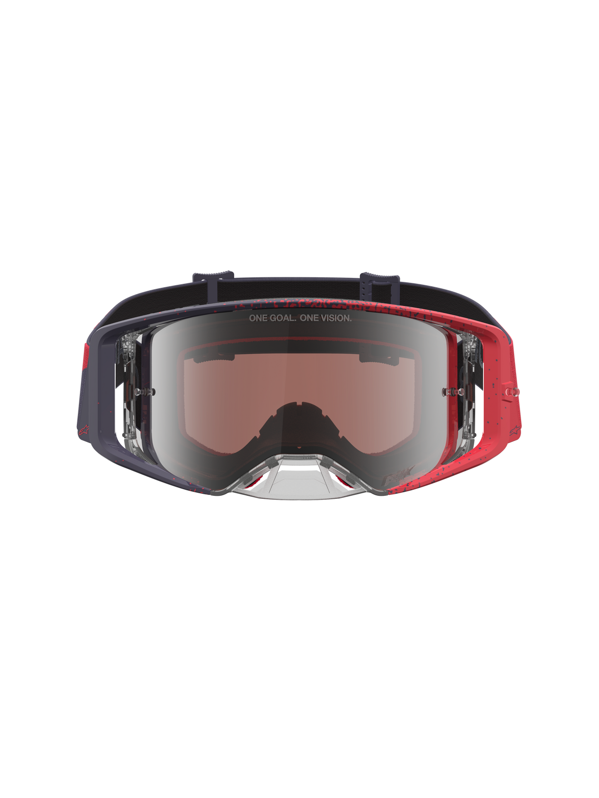 Alpinestars Maschere Supertech Hiten, maschere da motocross e fuoristrada da uomo, nero e rosso con lente argento specchiato, montatura ergonomica e visione periferica ottimizzata.