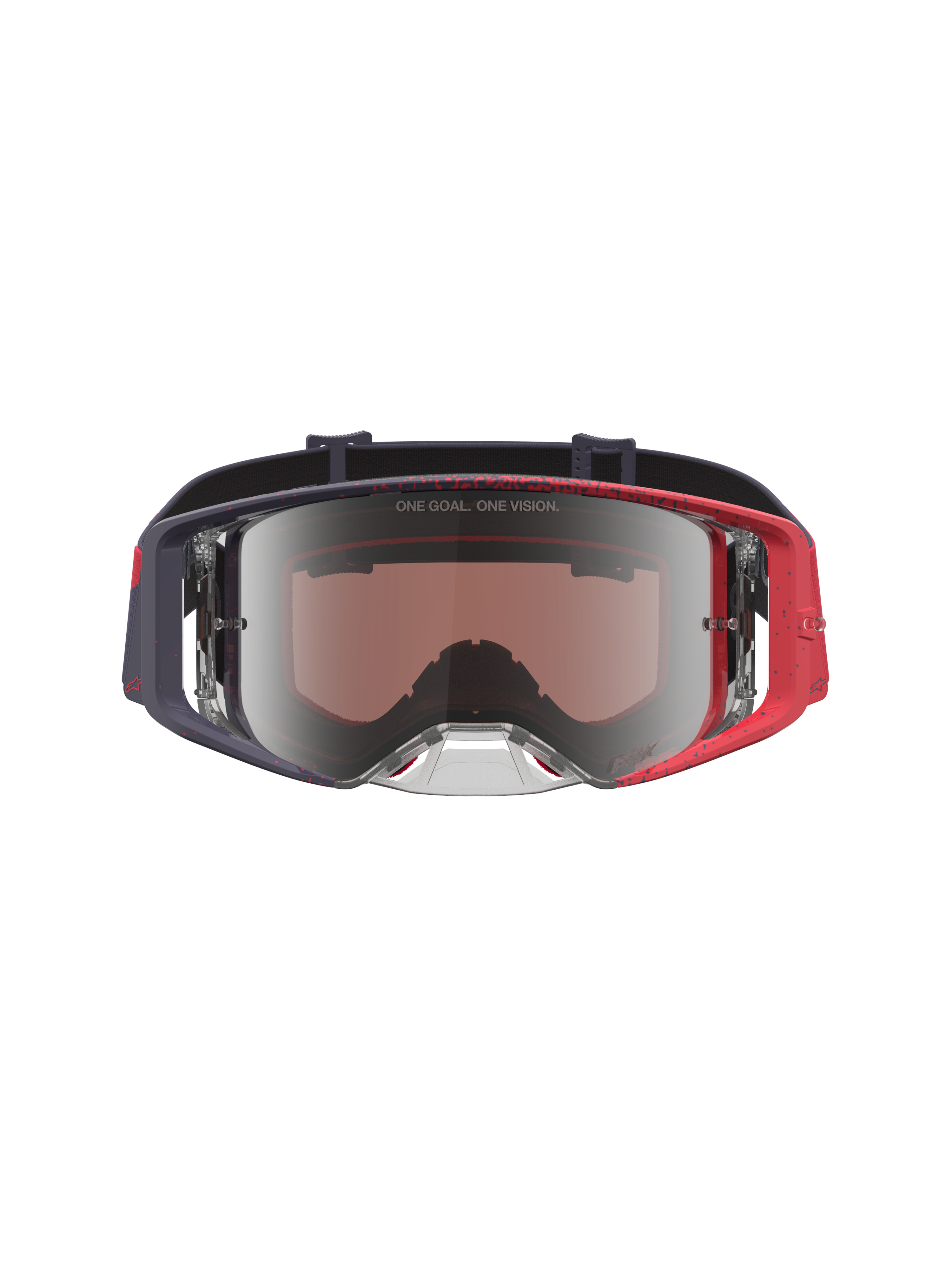 Alpinestars Maschere Supertech Hiten, maschere da motocross e fuoristrada da uomo, nero e rosso con lente argento specchiato, montatura ergonomica e visione periferica ottimizzata.