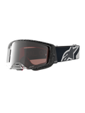 Alpinestars maschere Supertech Hiten per motocross, bianche e nere, lente specchiata argento e ampia visione periferica