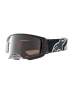Alpinestars maschere Supertech Hiten per motocross, bianche e nere, lente specchiata argento e ampia visione periferica