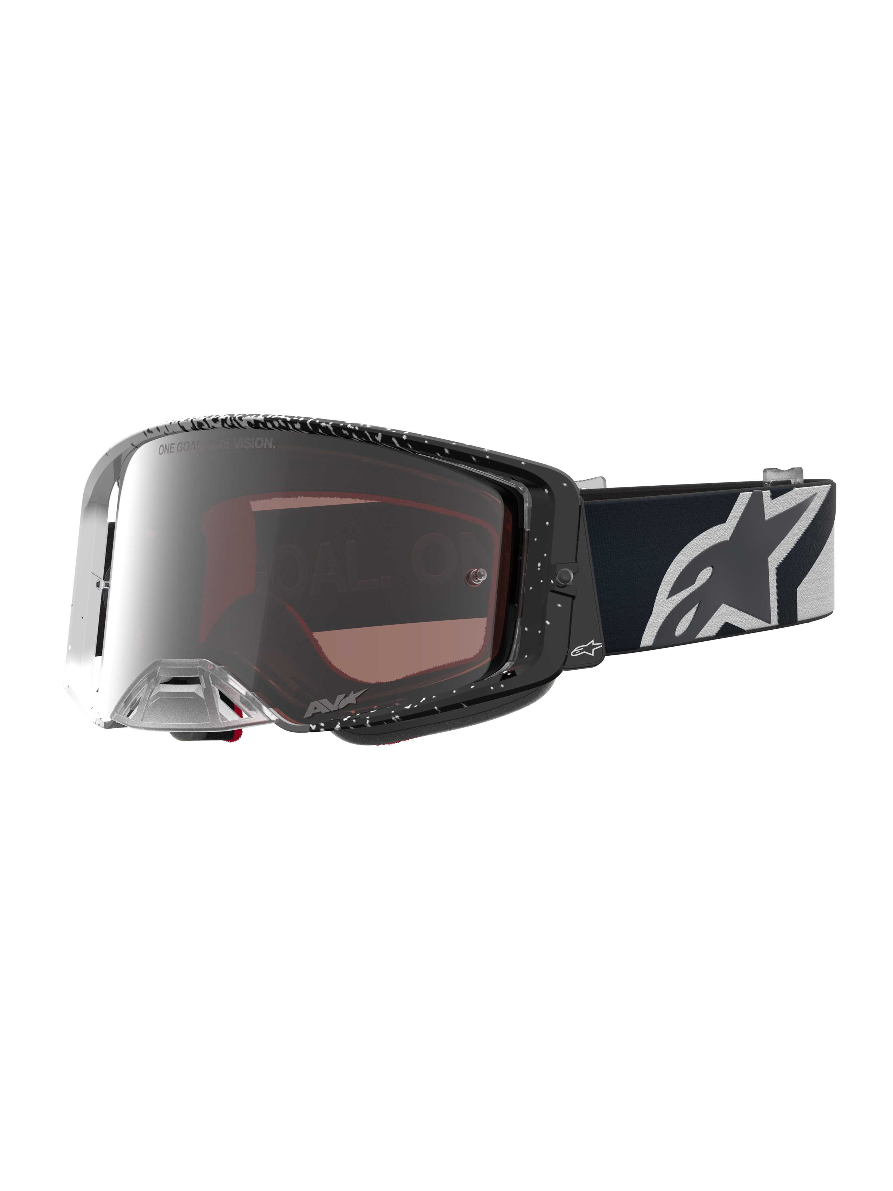 Alpinestars maschere Supertech Hiten per motocross, bianche e nere, lente specchiata argento e ampia visione periferica