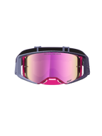 Alpinestars Maschere Supertech Hiten, maschere motocross viola e rosa con lente a specchio per gare professionistiche.