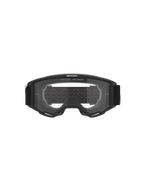 Maschere Alpinestars Vision OTG, maschere da motocross, montatura nera con lente trasparente, vista frontale con scritta 'ONE GOAL. ONE VISION.' e logo del brand, struttura a volume profondo per la compatibilità con occhiali da vista