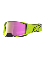 Alpinestars Maschere Supertech Vesta, maschere da motocross giallo fluo e nero con lente a specchio rosa per off-road.