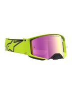 Maschere Alpinestars Supertech Vesta, occhiali da gara motocross unisex, montatura giallo fluo e nero con lente rosa specchiata