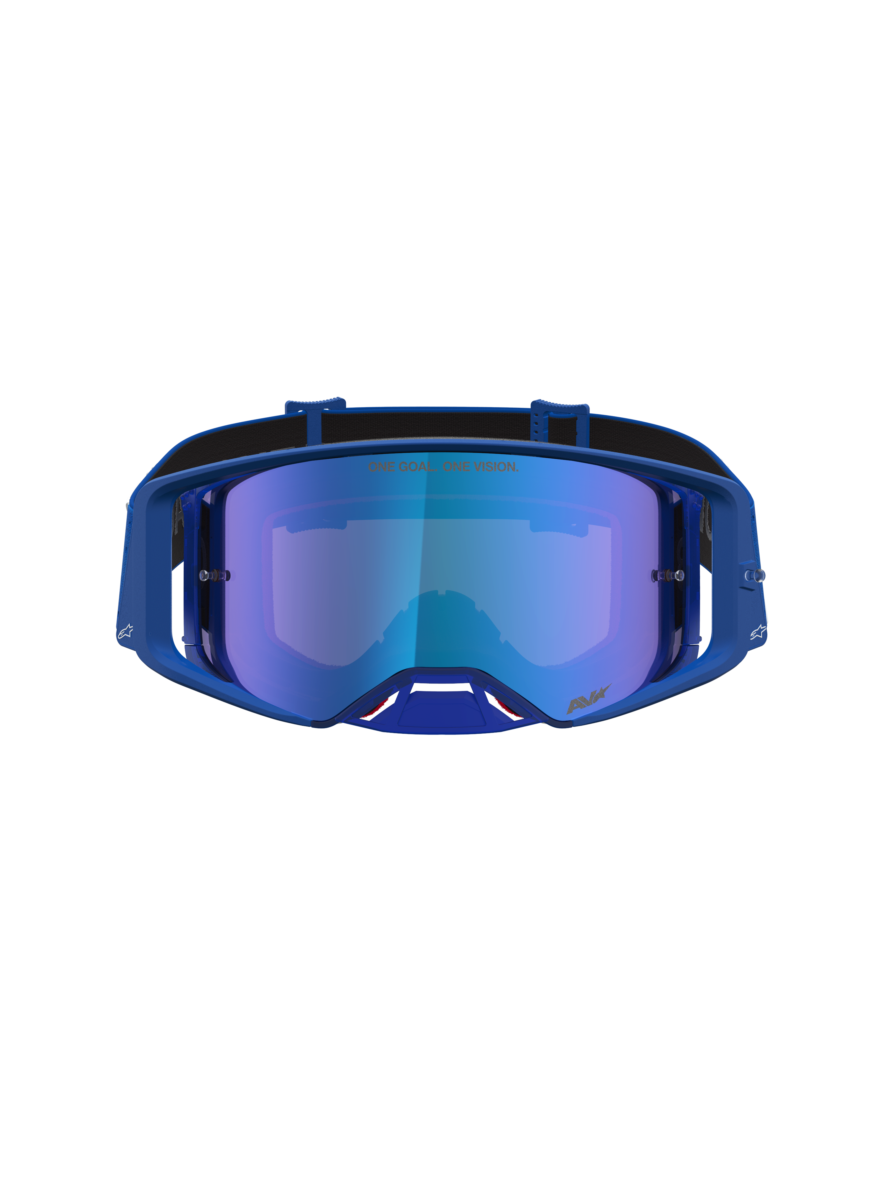 Alpinestars maschere Supertech Vesta, maschere da motocross blu con lente a specchio, montatura ergonomica per gare off-road.