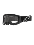 Alpinestars Vision 8 Corp Goggles, maschere da motocross, montatura nera con lente trasparente, ampia fascia nera regolabile con prominente logo a stella Alpinestars bianco, imbottitura facciale sagomata in 3D visibile, protezione oculare professionale per competizioni fuoristrada