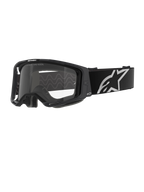 Alpinestars Vision 8 Corp Goggles, maschere da motocross, montatura nera con lente trasparente, ampia fascia nera regolabile con prominente logo a stella Alpinestars bianco, imbottitura facciale sagomata in 3D visibile, protezione oculare professionale per competizioni fuoristrada