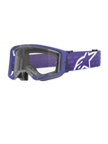 Alpinestars Vision 8 Corp Goggles, maschera da motocross, viola e trasparente, con telaio viola A-FLEX e lente trasparente, fascia viola con grande logo a stella bianco, ampio campo visivo, progettata per prestazioni nelle corse fuoristrada