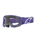 Alpinestars Vision 8 Corp Goggles, maschera da motocross, viola e trasparente, con telaio viola A-FLEX e lente trasparente, fascia viola con grande logo a stella bianco, ampio campo visivo, progettata per prestazioni nelle corse fuoristrada