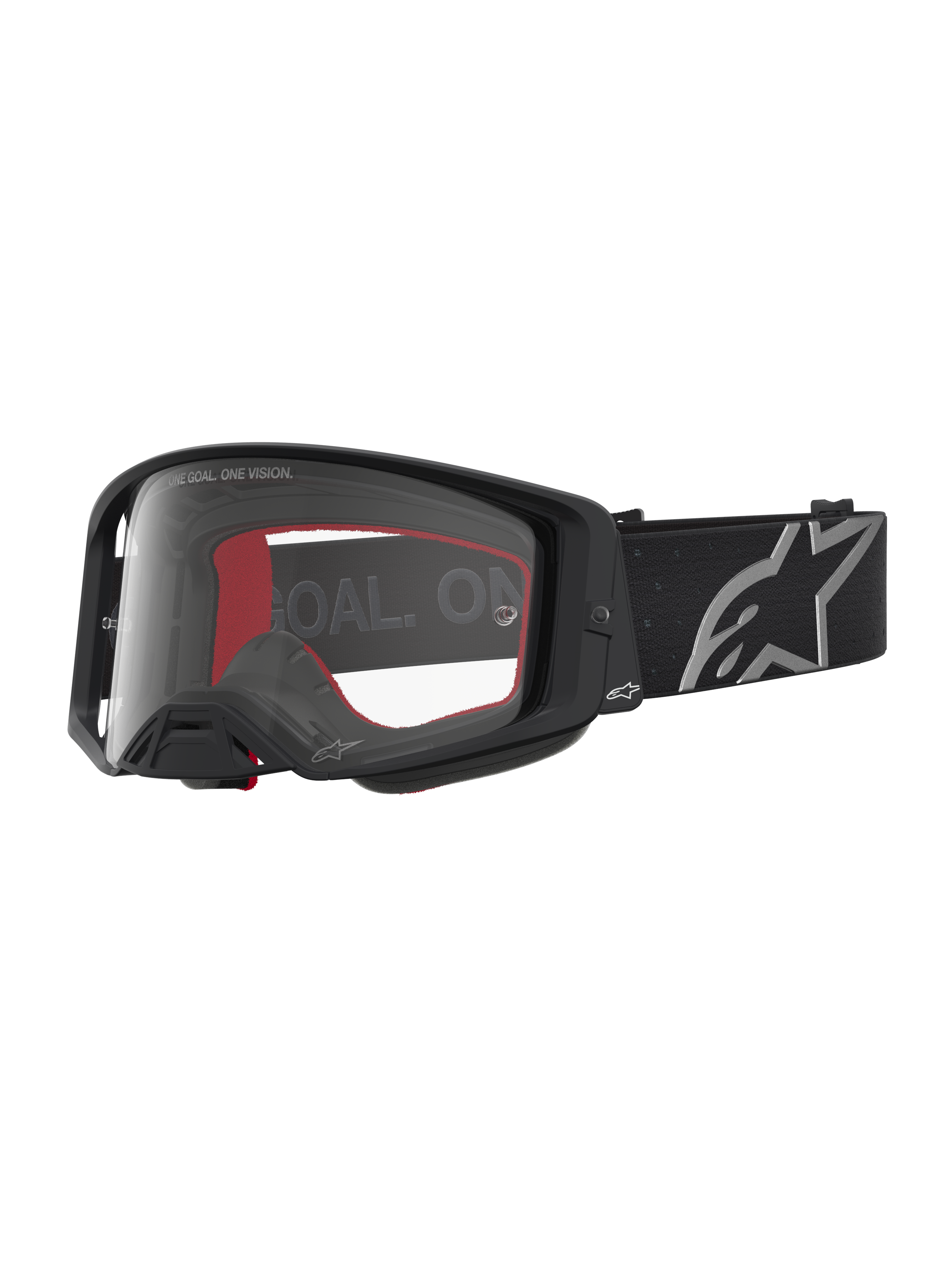 Alpinestars maschere Supertech Vesta, maschera da motocross off-road, nera opaca e argento, lente trasparente.