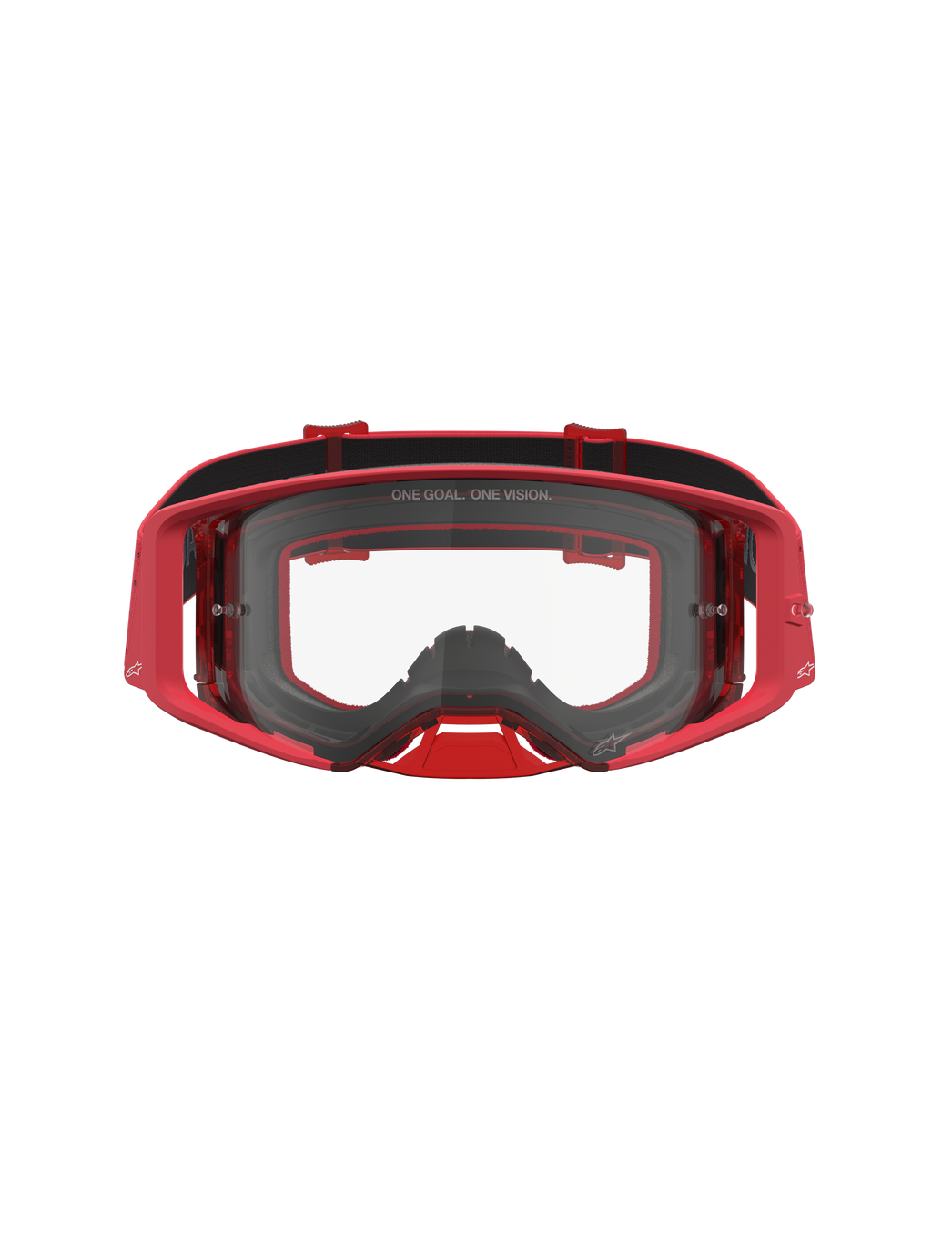 Alpinestars Maschere Supertech Vesta, maschere da motocross rosse con lente trasparente, telaio stampato a iniezione e ampia visione periferica.